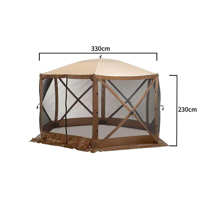 Hexagon campingskärmshus och rum