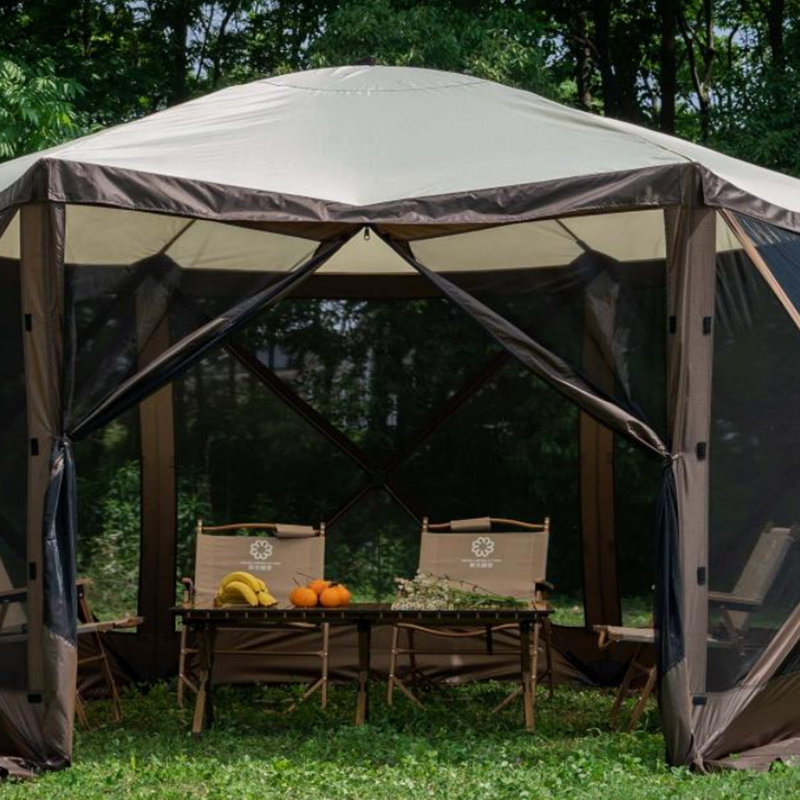 Hexagon campingskärmshus och rum